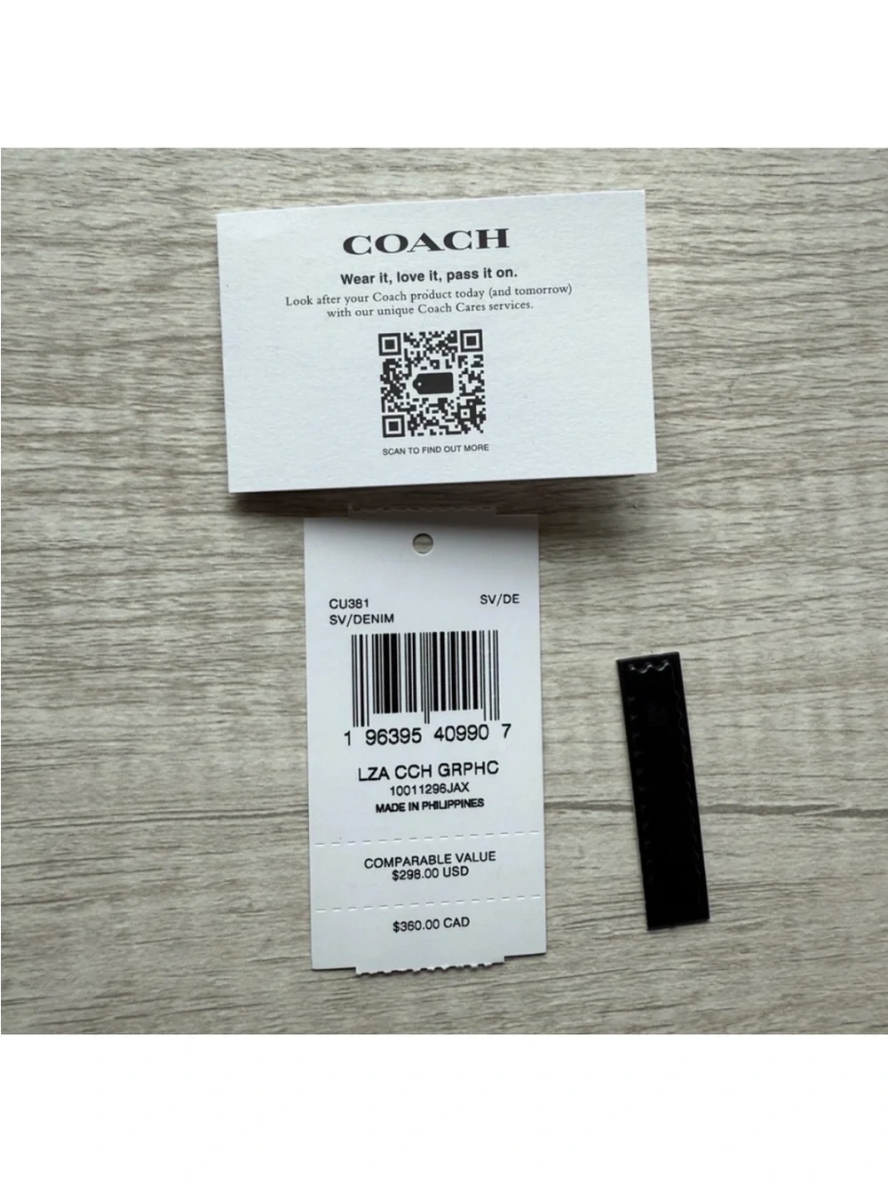 Coach Navy Leather Zip Wallet with Red Script Logo
